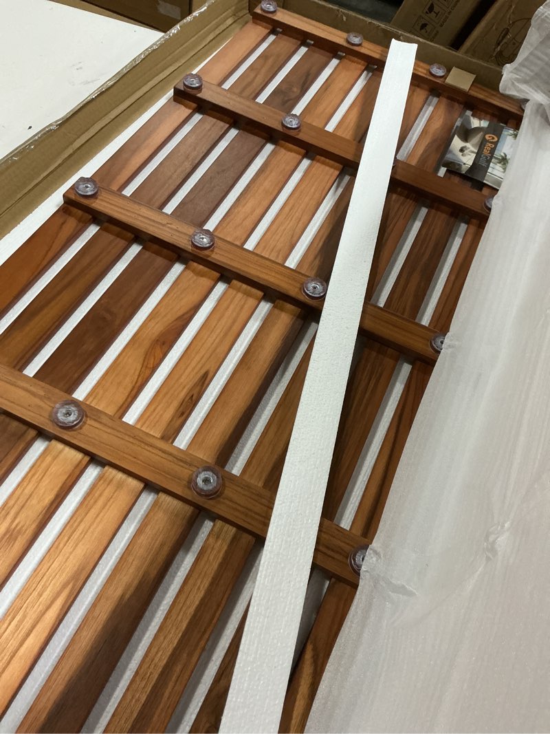 Condition photo showing Good Condition for teak bath mat 40"x18" extra large - solid wood shower mat for bathroom, spa & outdoor use - non-slip fast-drying design - natural teak wood - wide slat floor mat for tub & pool