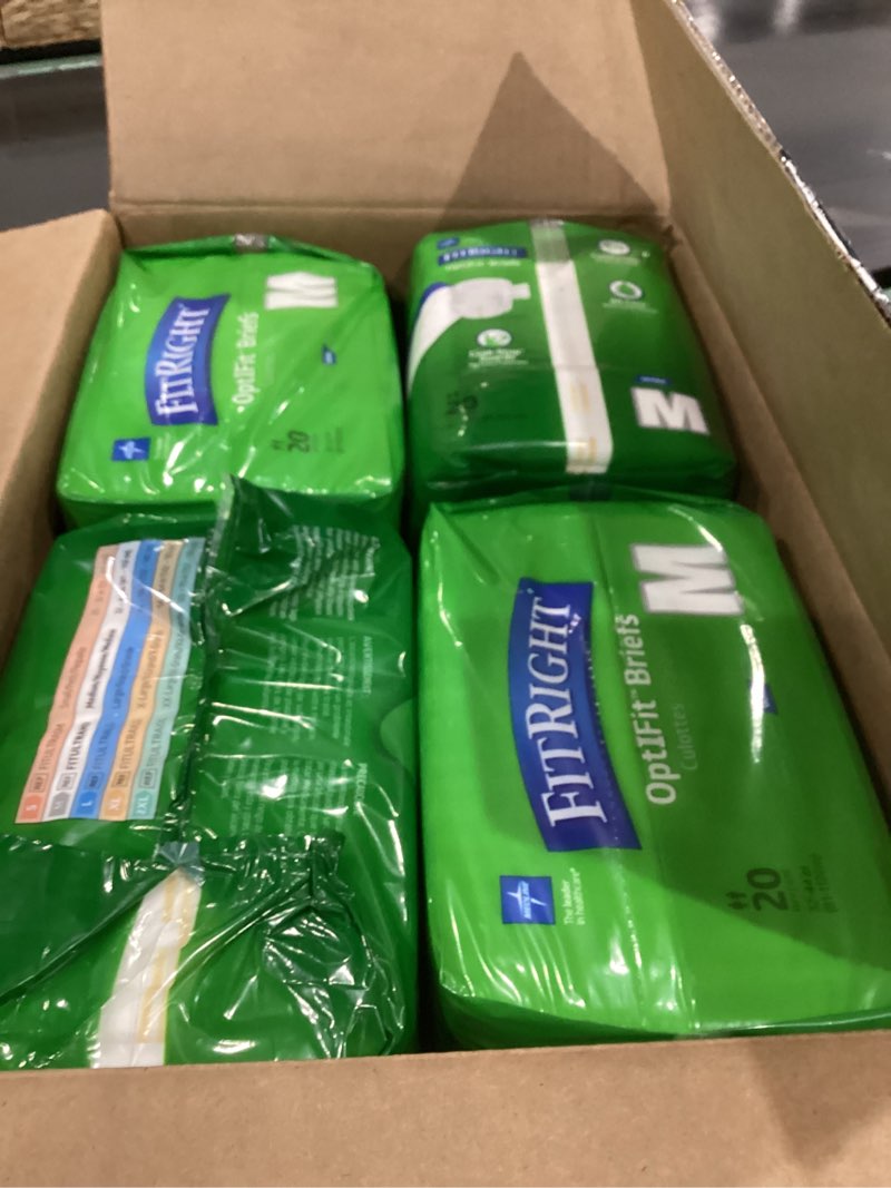 Condition photo showing Good Condition for fitright adult diapers, ultra heavy absorbency, m (waist size 32in-44in), 80 count, optifit incontinence briefs for men and women, disposable, moisture-wicking, leak protection, medium 80 count