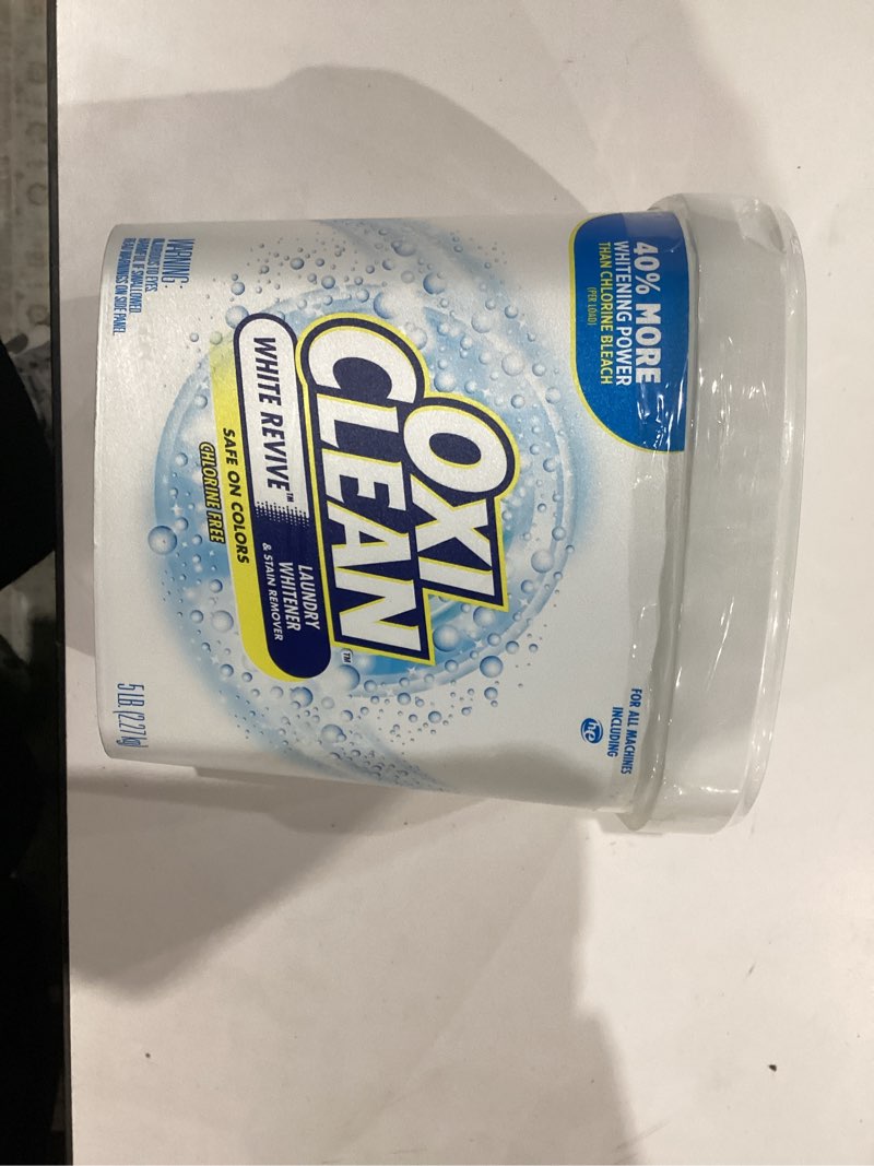 Condition photo showing New/Like New for oxiclean white revive laundry whitener and stain remover powder, alternative to bleach for laundry, 5 lb 5 pound (pack of 1) oxiclean powder
