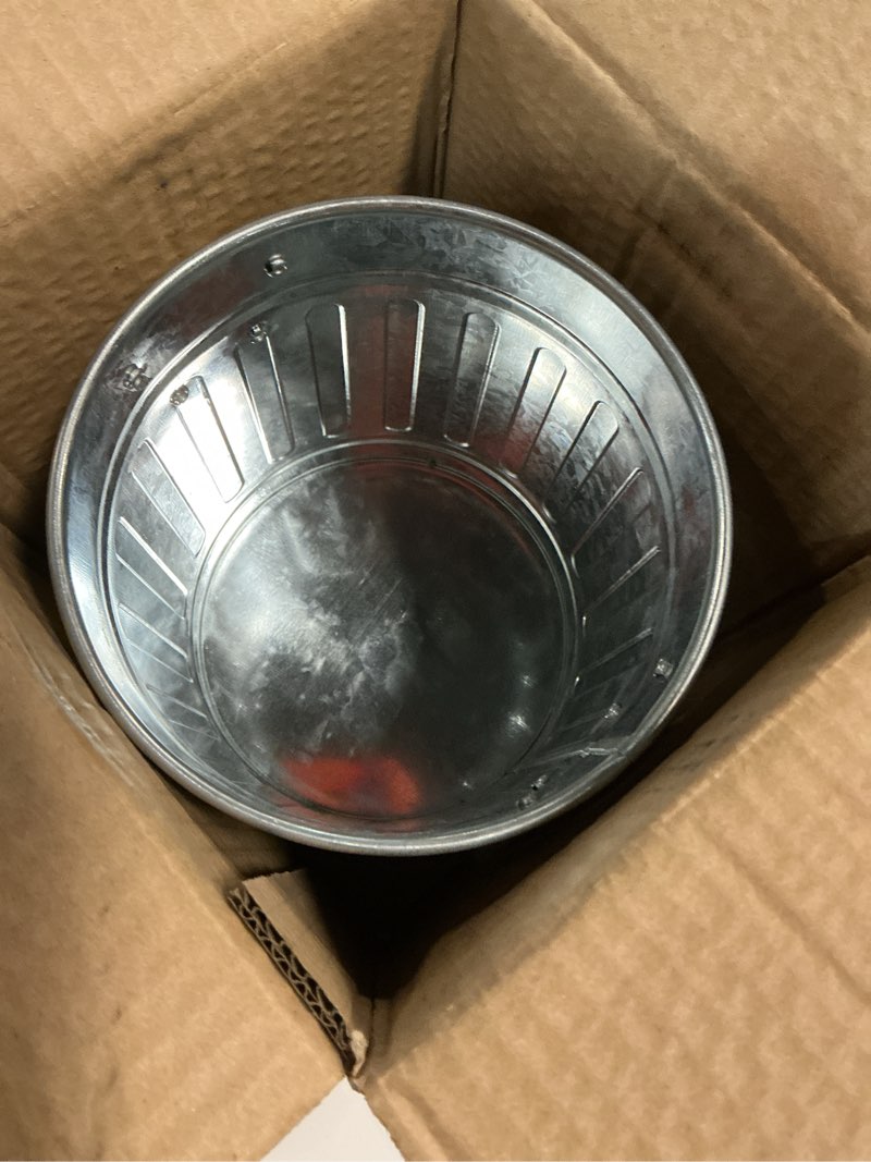 Condition photo showing Good Condition for Cabilock Vintage Metal Small Trash can 7.3 Inch Galvanized Mini Storage Barrel with Lid for Desk Stationery Organizer Pen Holder and Flower Pot 16.00X14.50X14.50CM As Shown
