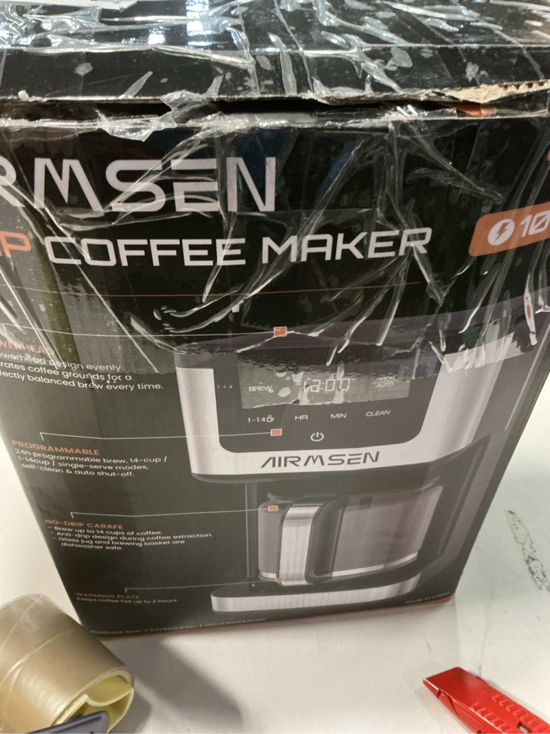 Condition photo showing Good Condition for Similar AIRMSEN 14-Cup Programmable Drip Coffee Maker – 1000W Fast Brewing Coffee Machine with Timer, Delay Start & 2H Keep-Warm, 73oz Tank, Touchscreen & Glass Carafe – Perfect for Home & Office Use