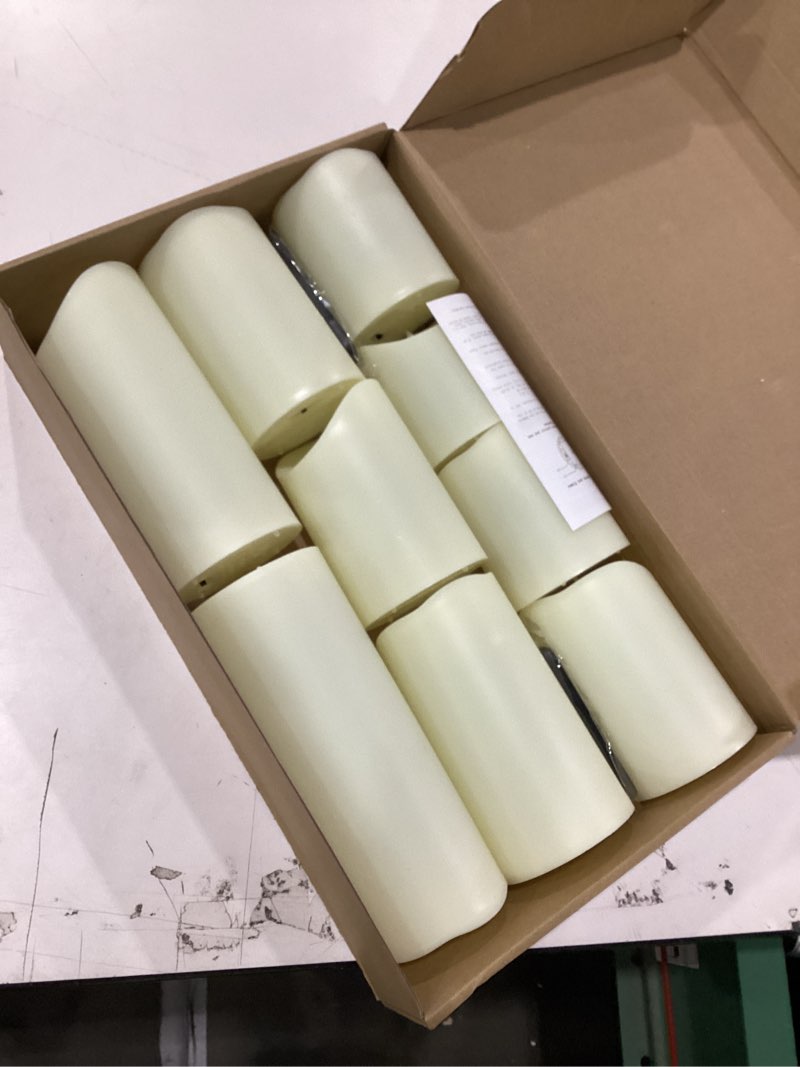 Condition photo showing New/Like New for Flameless Candles with Remote, Battery Operated Flickering Flameless Candles, LED Candles with Timer 2/4/6/8H, with Realistic LED Candles Set of 9 (D3 x H 3" 4" 5" 6" 7") (Ivory)