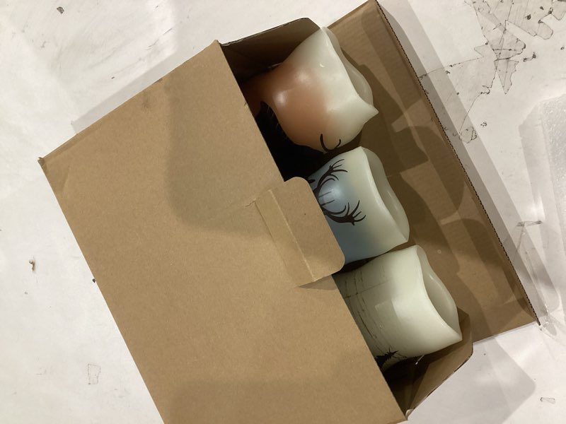 Condition photo showing Good Condition for CANDLE IDEA 3PCS Battery Operated Real Wax Pillar Candles with Charming Deer,Moose, Bear Decals,Flameless Flickering LED Candles with Hemp Rope and 6H Timer,Rustic Home Decor for Christmas (D3 x H6) 3PCS Real Wax with Deer/Moose/Bear Decals