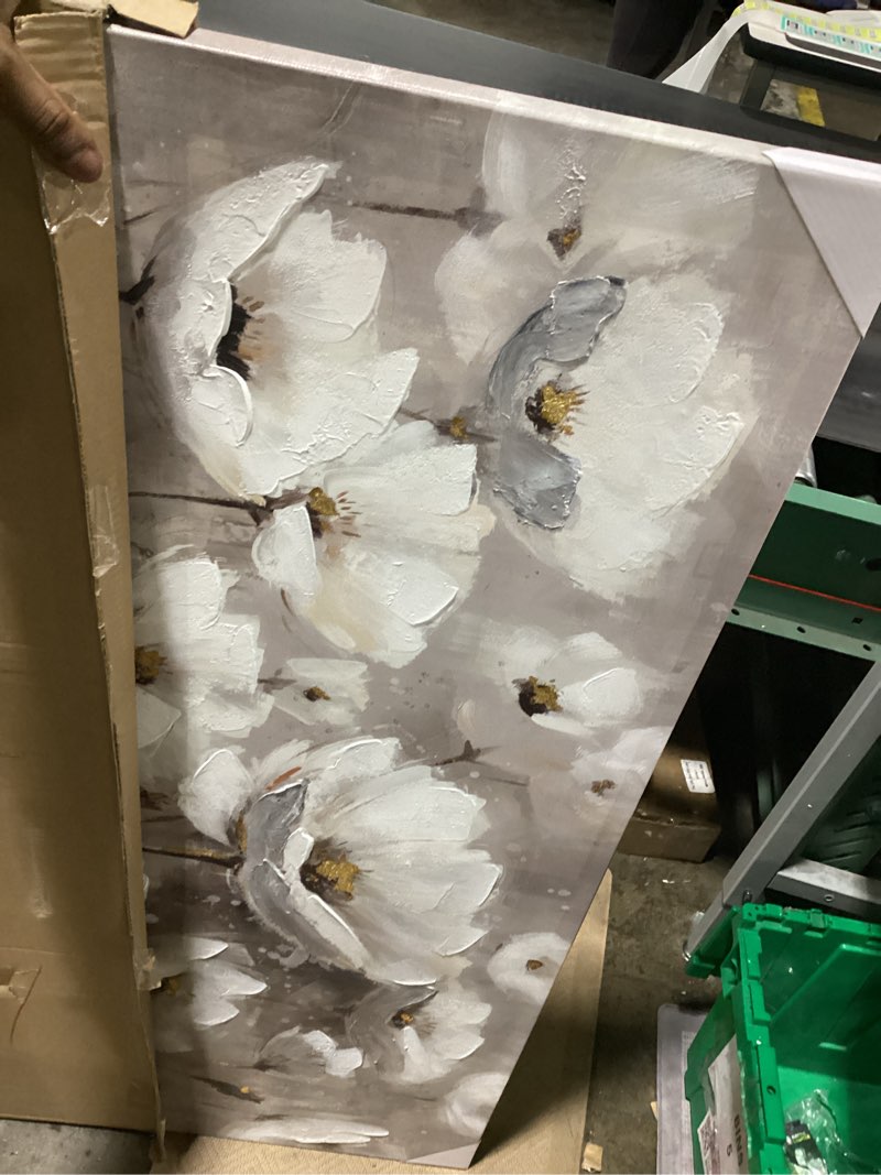 Condition photo showing New/Like New for arttitue Bedroom Wall Art Canvas Flower: Floral Blossom Picture Large White Wildflower Painting Modern Abstract Blooming Botanical Print Artwork for Living Room Home Office Decor White Flowers 48'' x 24''