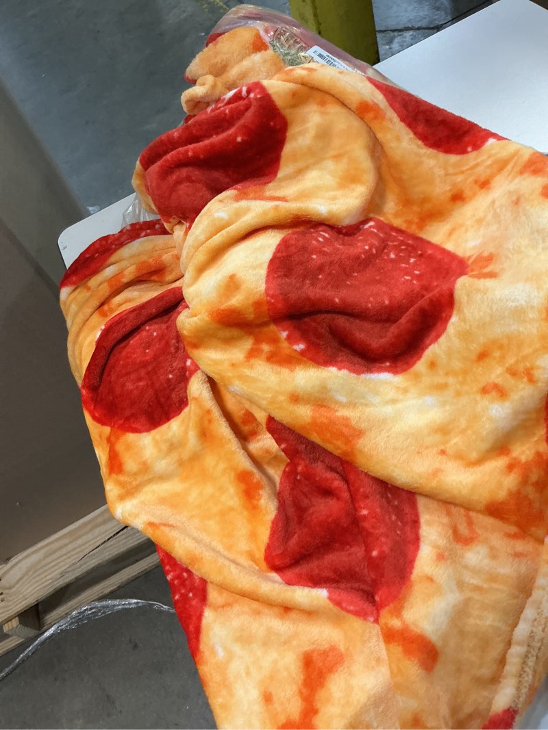 Condition photo showing As Is for double sided burritos tortilla flannel fleece blanket giant pizza throw blanket food blanket for gift