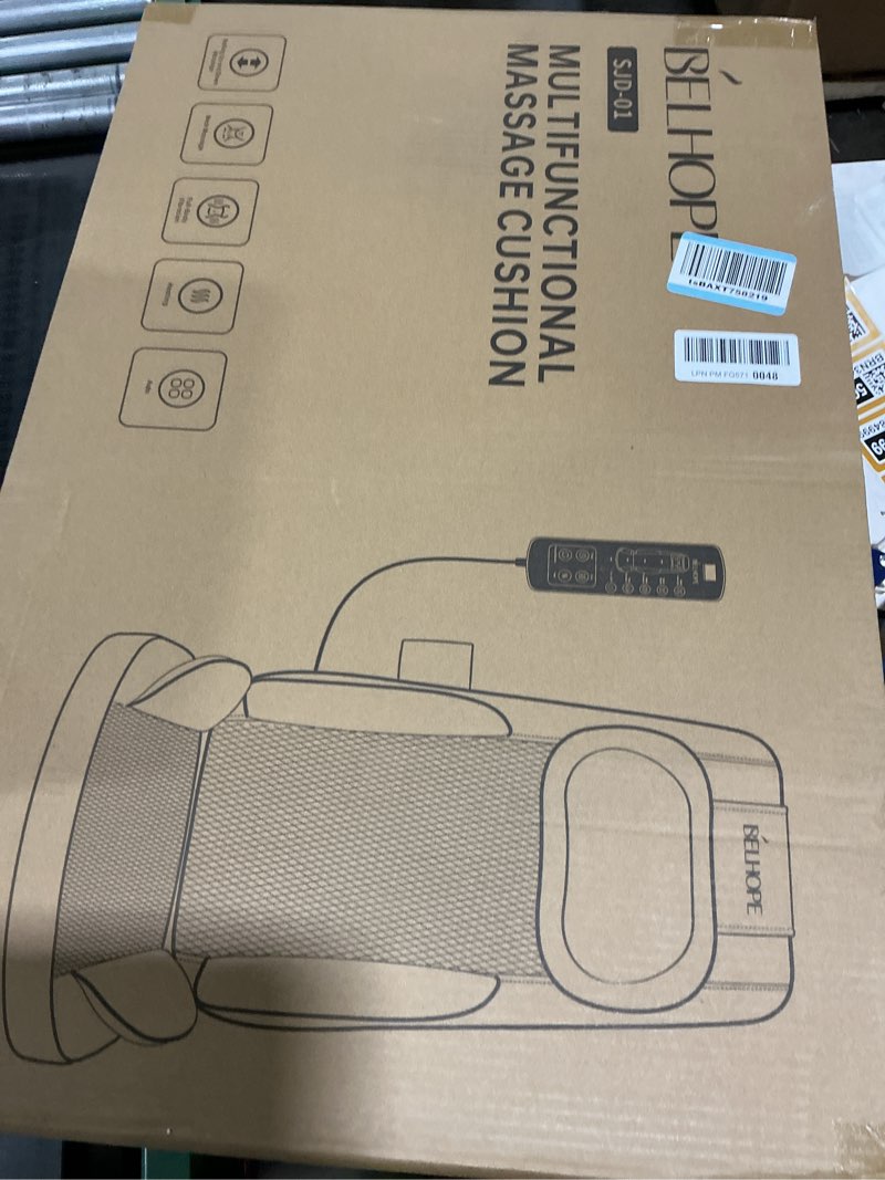 Condition photo showing Good Condition for belhope Shiatsu Neck and Back Massager with Heat, 4D Kneading Back Massager for Pain Relief Deep Tissue, Comfortable Back Massage for Chair, Massage Mat for Home, Valentines Day Gifts for Men Women