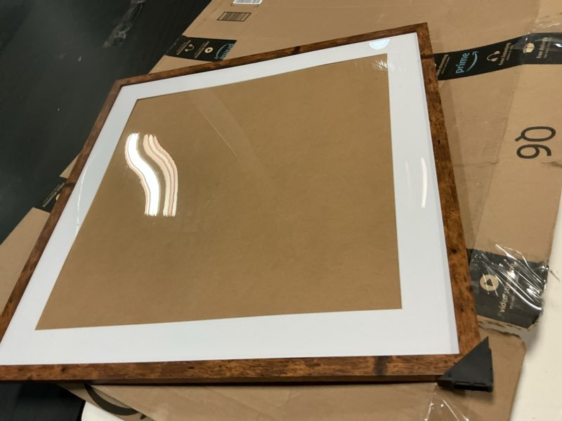 Condition photo showing Good Condition for wood 24x24 picture frame with 20x20 mat deep brown, display 20x20 with mat or 24x24 without mat, wood 24 by 24 photo frame, 24 x 24 frame for wall hanging display, deep brown 1 24x24 inch