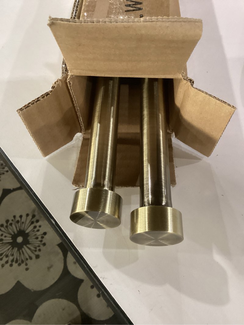 Condition photo showing New/Like New for 2-pack curtain rod for windows 28-48",adjustable window curtain rods with premium aluminum end cap finials and full surround brackets,3/4"(0.062feet) diameter,antique bronze drapery rods for curtains 28-48" antique bronze