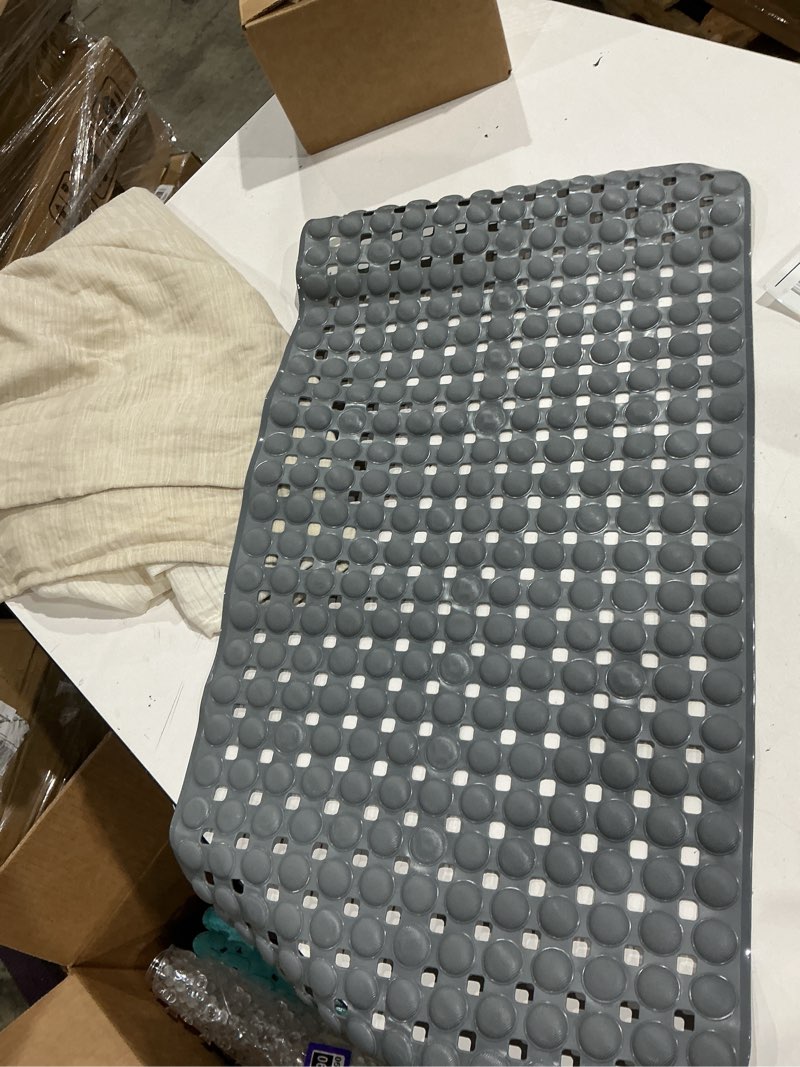 Condition photo showing As Is for othway non slip bath tub shower mat with suction cups, drain holes, bathtub floor liner mats for inside shower bathroom, machine washable, soft on feet, 35x16 inch (grey)
