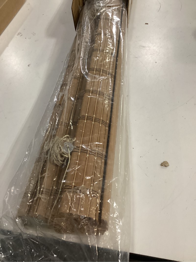 Condition photo showing Good Condition for lazblinds no tools no drill cordless bamboo roman shades, light filtering window treatment, roll up bamboo blinds for windows 20'' w x 64'' h, brown light filtering-brown206 20" w x 64" h