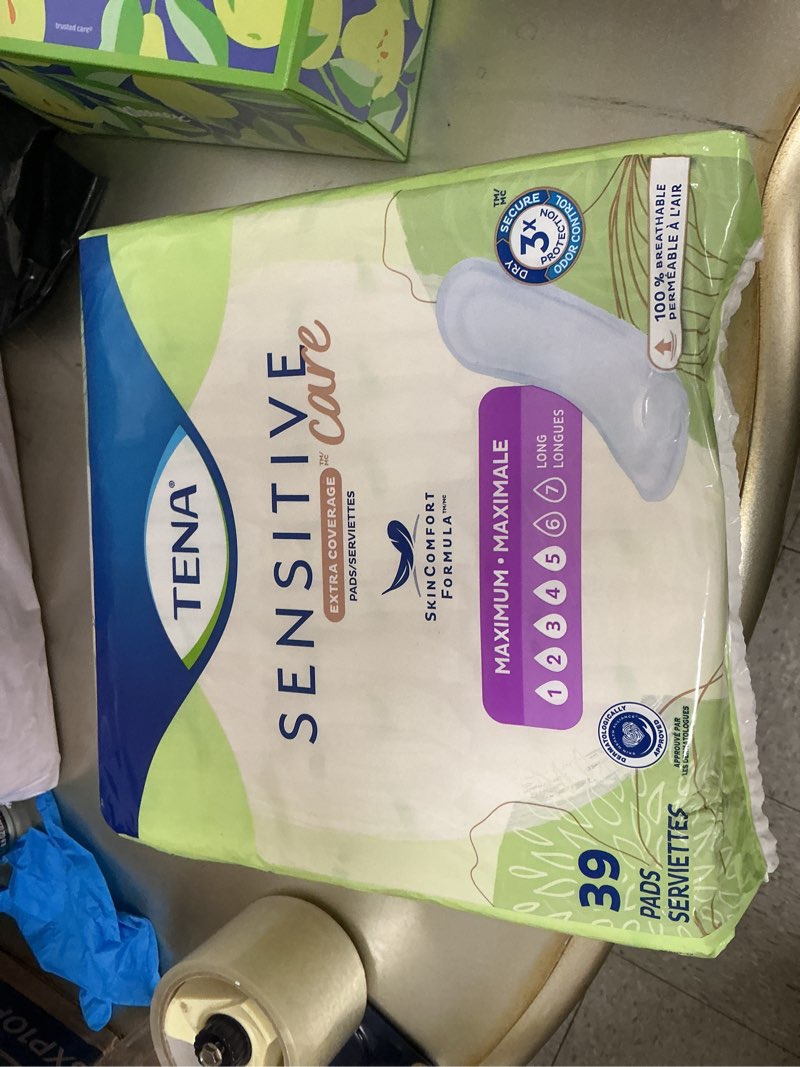 Condition photo showing New/Like New for tena sensitive care maximum absorbency incontinence pads for women, bladder control pad, long length, 39 count (packaging may vary) long 39