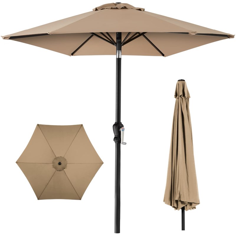 tan patio umbrella