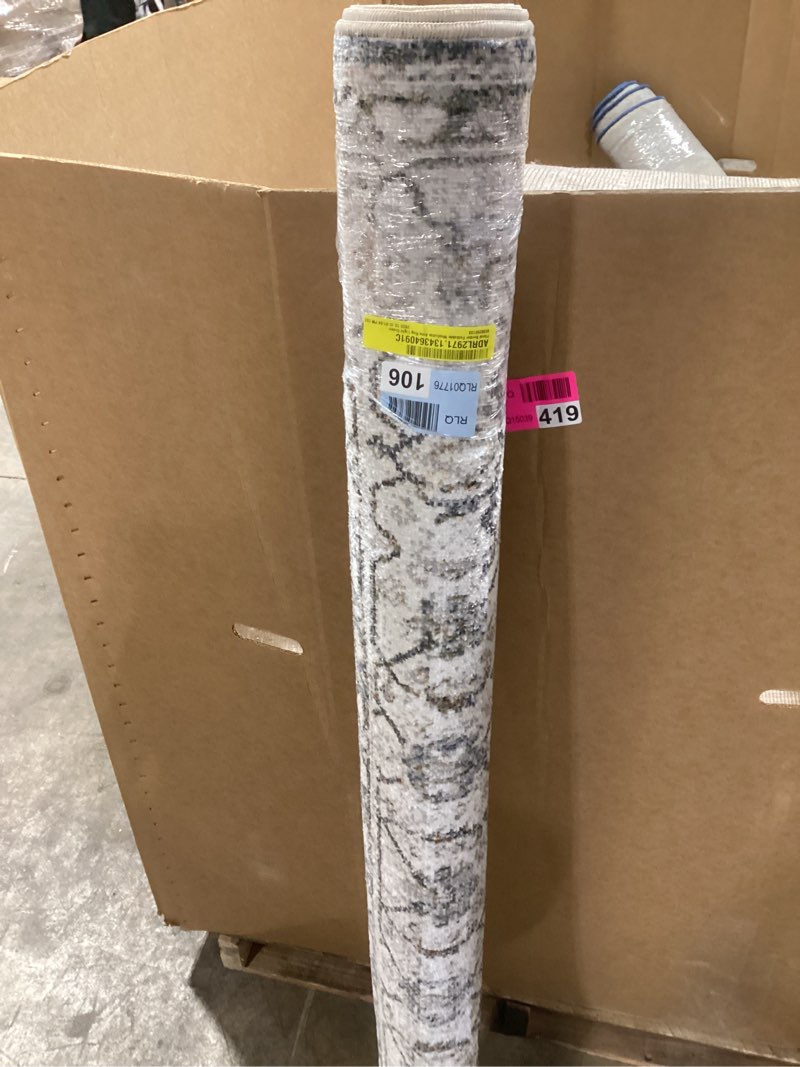 Condition photo showing As Is for Floral Border Foldable Washable Area Rug Light Green