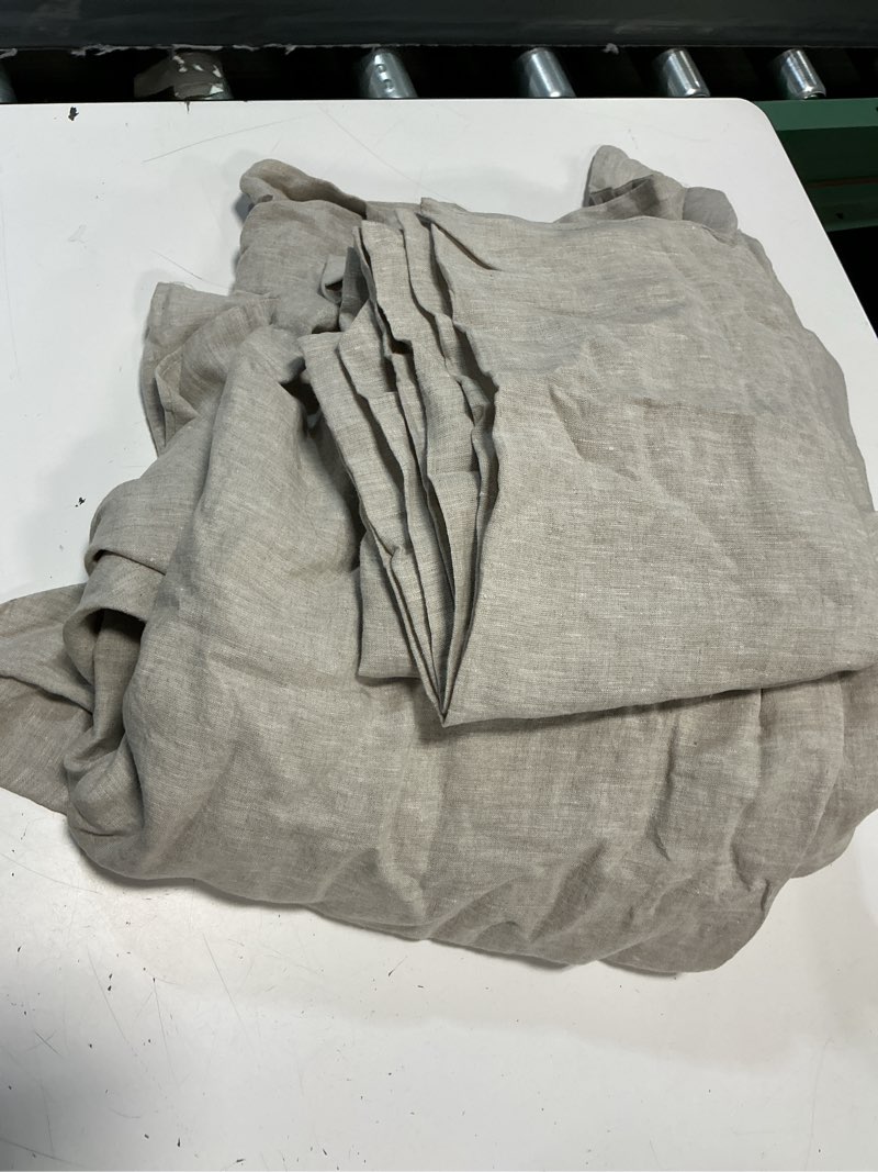 Condition photo showing As Is for quince european linen duvet cover set 3 pieces/size king 