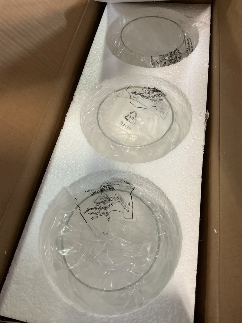 Condition photo showing Good Condition for 3 pack fixture replacement globe shade, 6 inch diameter, e26 base clear hammered glass, glass globe lampshade cover for pendant wall sconce chandelier vanity light clear 6 inches