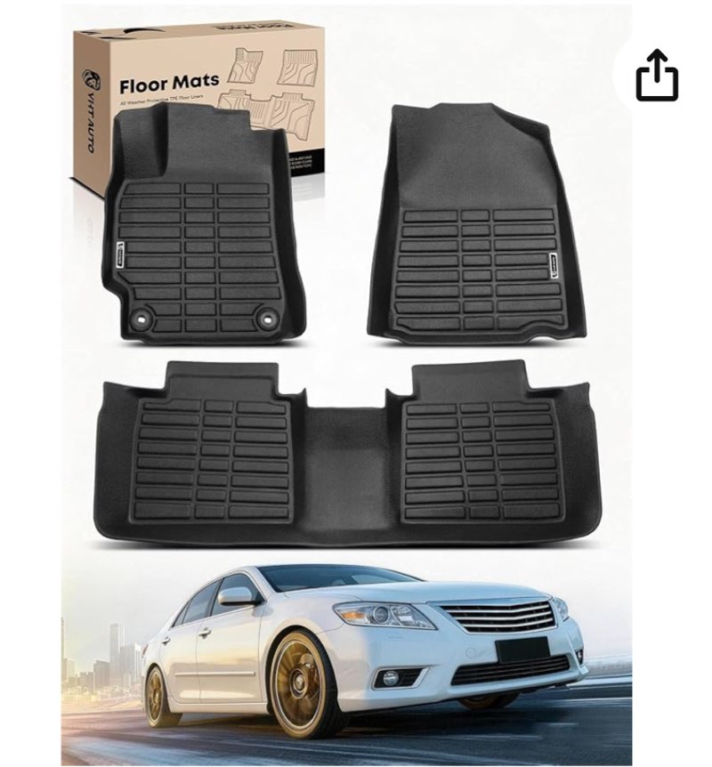 yhtauto automotive floor mats compatible with toyota camry 2012-2017, tpe all weather custom fit tpe car floor mats liners, 1st & 2nd row, set of 3