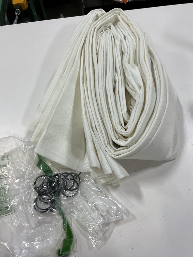 Condition photo showing Good Condition for twodrapes 102 inch long curtains extra wide 70 inch width pinch pleat linen curtains for living room cream light filtering privacy pleated hooks rings back tab for sliding door 1 panel natural 70"w x 102"l (pack of 1)