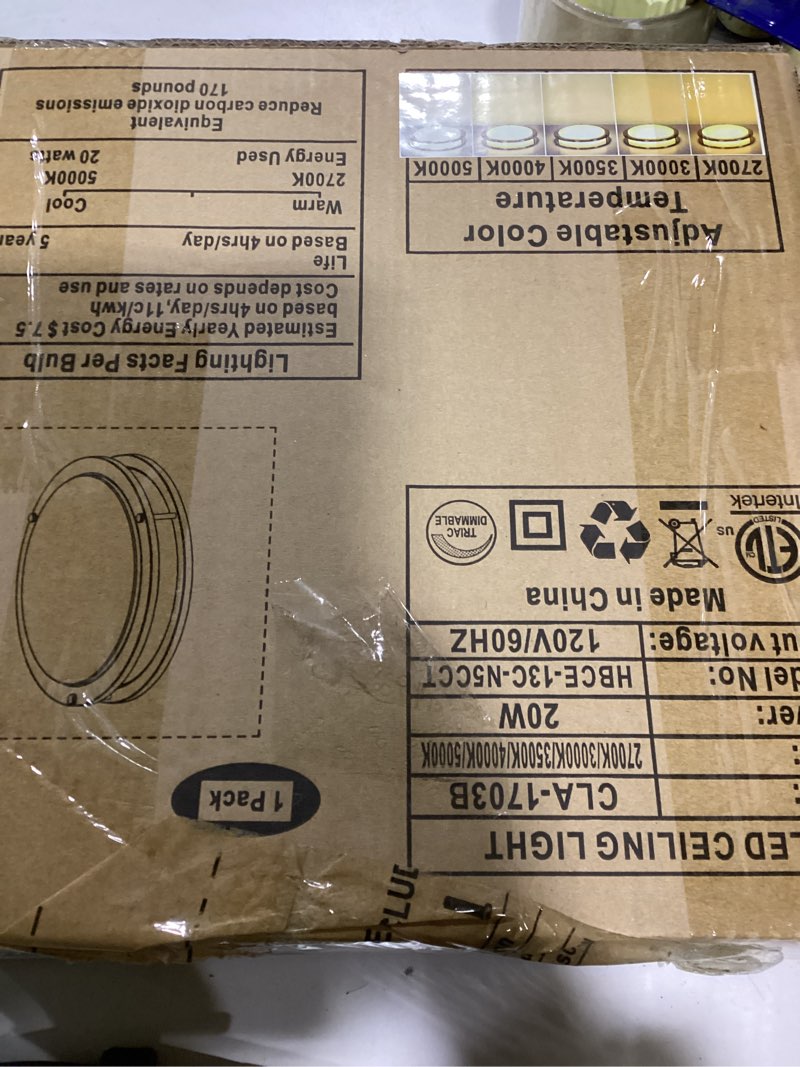 Condition photo showing New/Like New for 13 inch Flush Mount LED Ceiling Light Fixture, 2700K/3000K/3500K/4000K/5000K Adjustable Ceiling Ligh