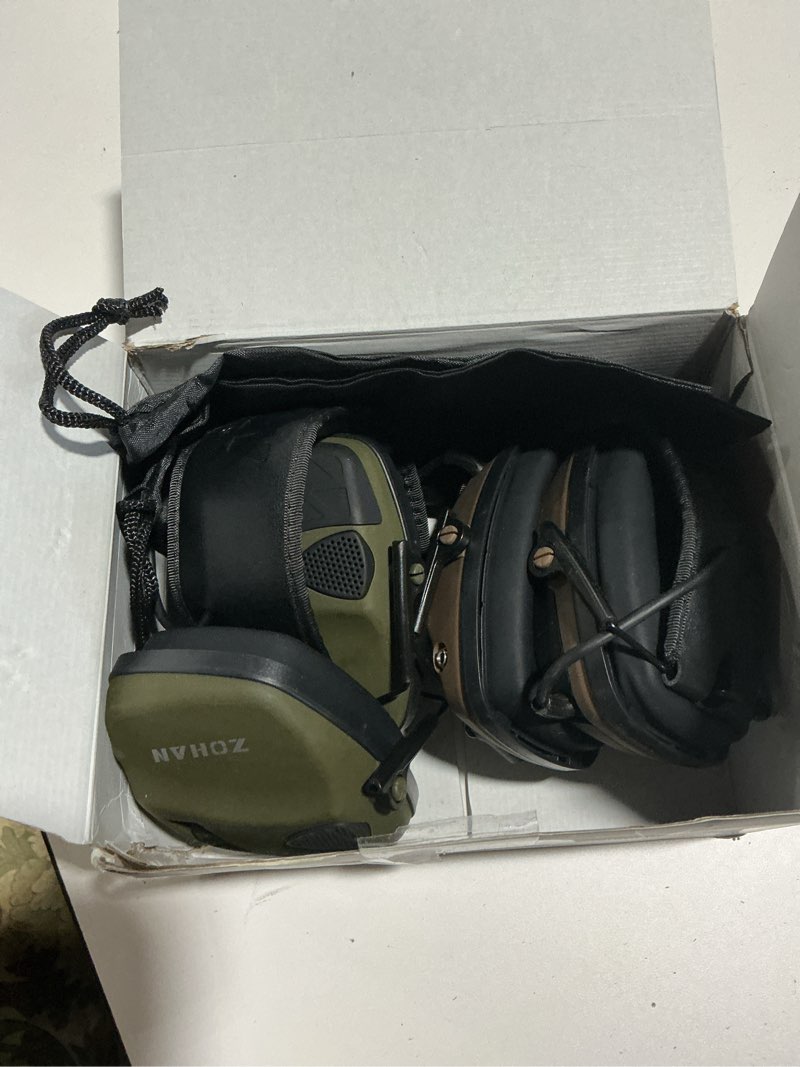 Condition photo showing Good Condition for ZOHAN EM054 Electronic Shooting Ear Protection with 4X Sound Amplification 2 Pack,Slim Active Noise Reduction Earmuffs for Gun Range 2pack - Green+brown