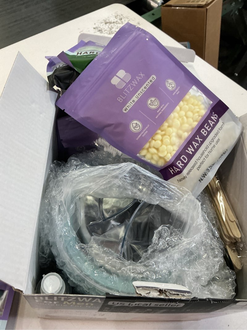 Condition photo showing Good Condition for BLITZWAX Back and Nose Waxing Kit for Men, Hard Wax Warmer for Brazilian, Body and Face, At Home Hair Removal Kit, Beginner Friendly, Quick Heating, 93 Accessories, Blue Waves