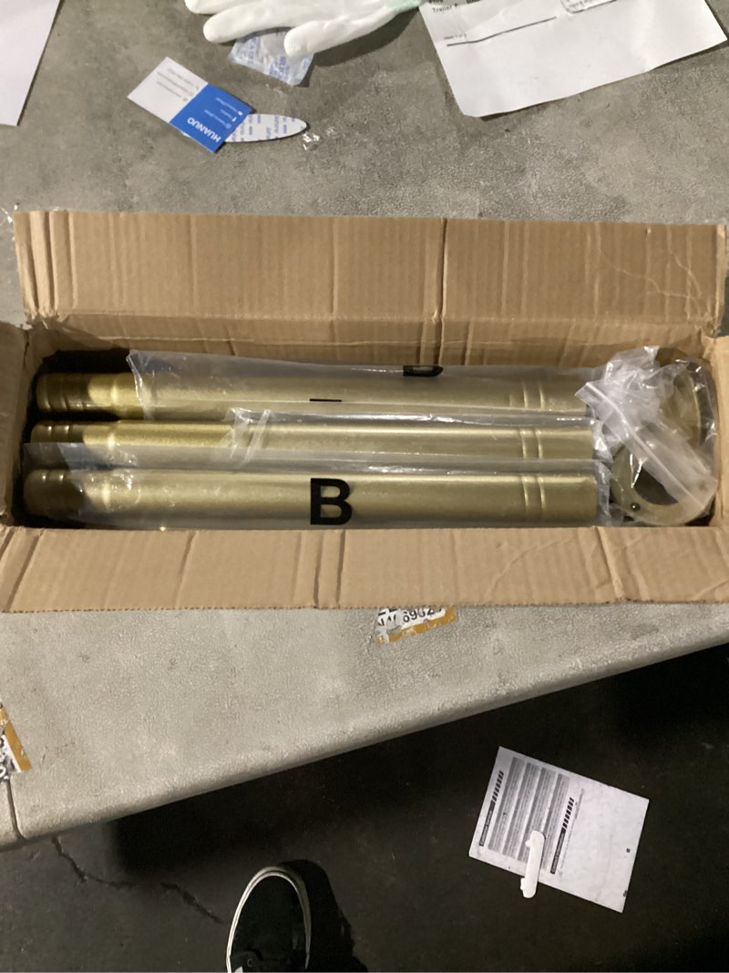 Condition photo showing Good Condition for 1.3 Inch Diameter Closet Rods for Hanging Clothes 17-100 Inch Adjustable, Metal Heavy Duty Closet Pole, Gold Closet Bar for Hanging Clothes, Suitable for Closet, Wardrobes, Bathroom, Windows 17-100" Gold