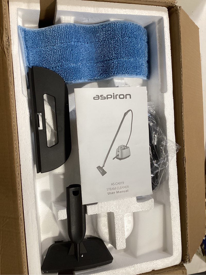 Condition photo showing Good Condition for aspiron steam cleaner, 293°f 58 psi powerful multipurpose handheld steam mop for home use, 21 attachments, 50oz capacity, heavy duty steamer for carpets, floors, cars, tiles, crack cleaning, blue