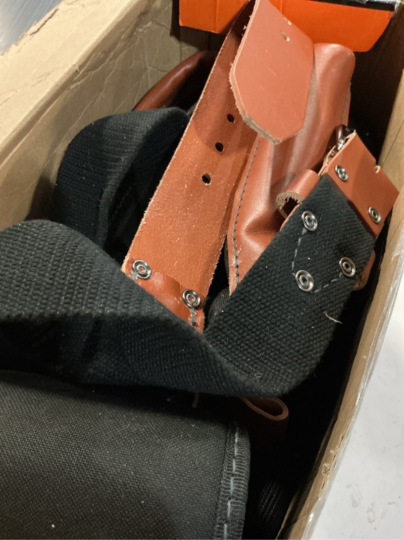 Condition photo showing As Is for welkinland top-grain leather tool belt with suspenders, heavy-duty leather tool belts with suspender, 22-pocket carpenter pouches for construction, comfy roofing tool belt, framers tool belts