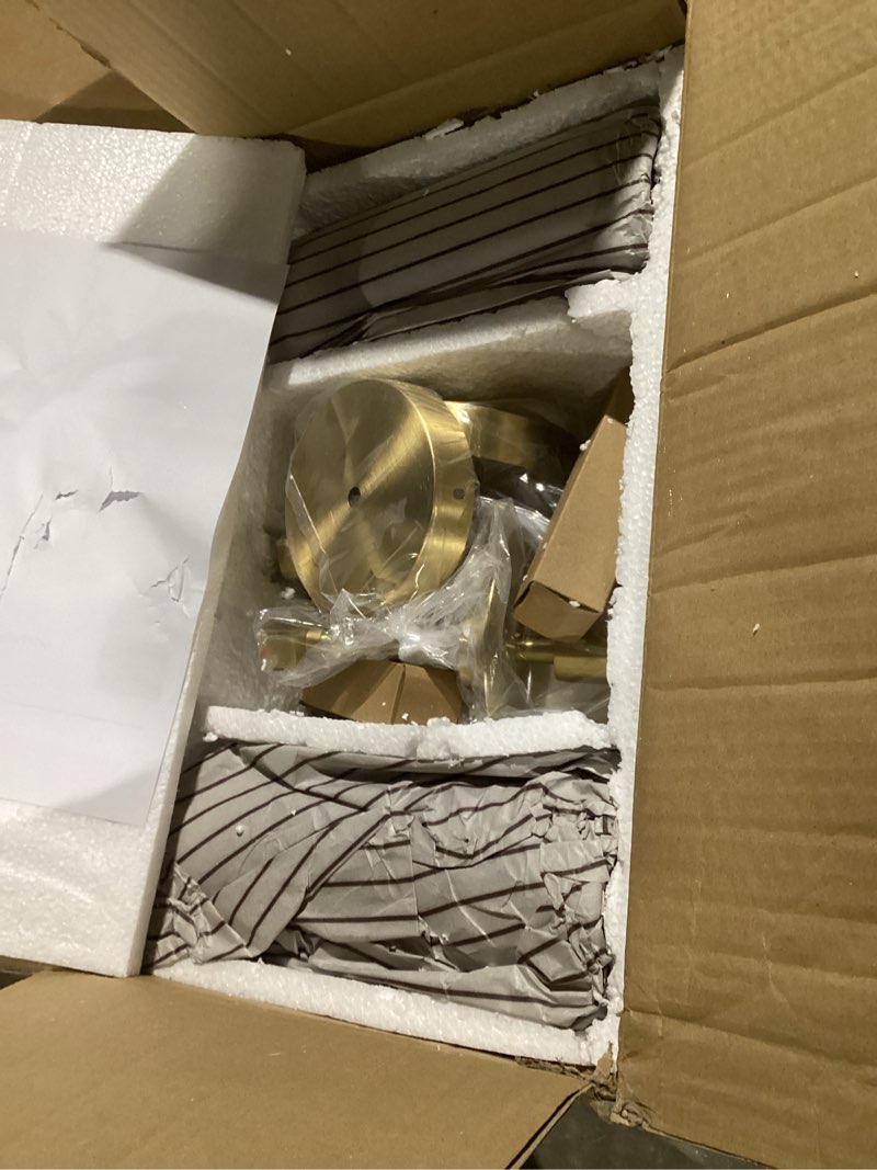 Condition photo showing As Is for modern brass wall sconce,18" gold wall sconces set of two,bathroom vanity light fixtures with vertical striped glass tube,wall light for bedroom,living room,hallway,staircase,mirror brass-vertical striped 2-pack