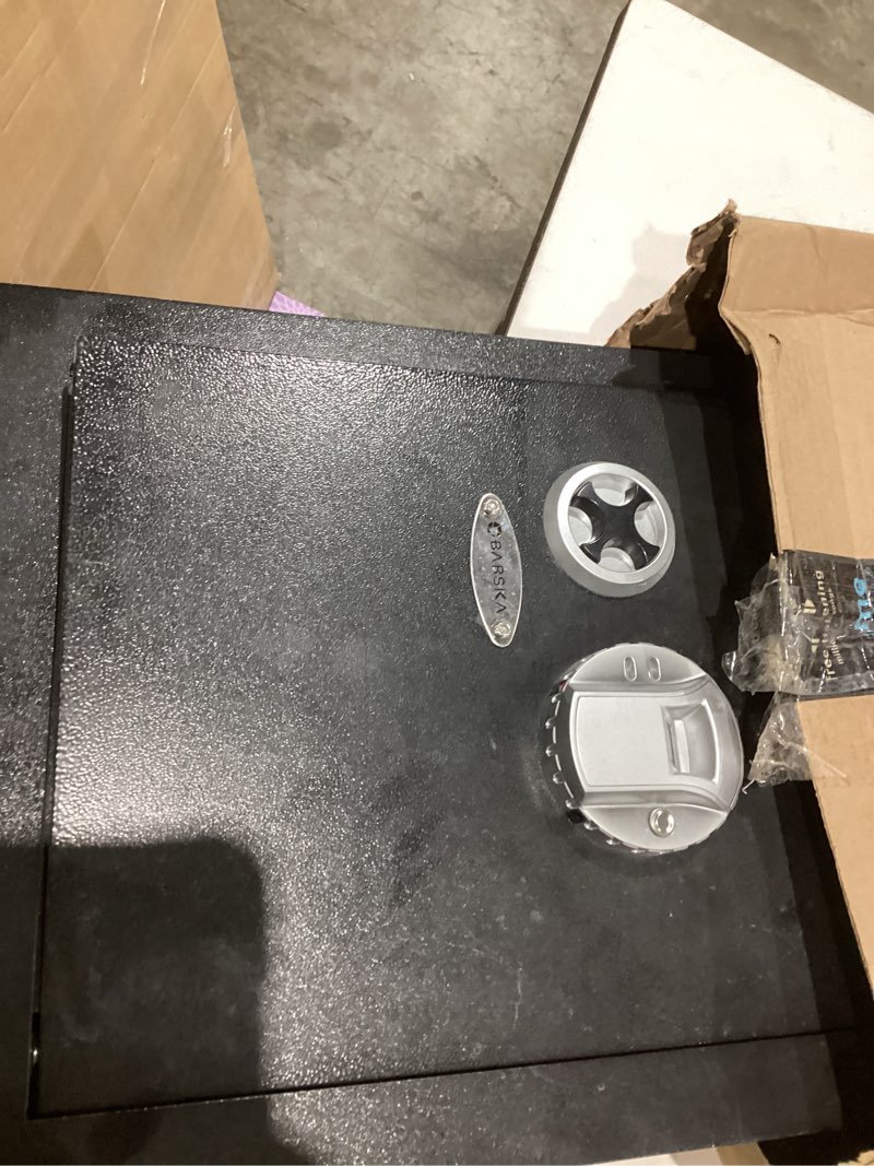 Condition photo showing Good Condition for barska biometric fingerprint steel wall safe with adjustable shelves – doj certified with pry-resistant deadbolts, mountable for home, office, and business use right opening ax12038