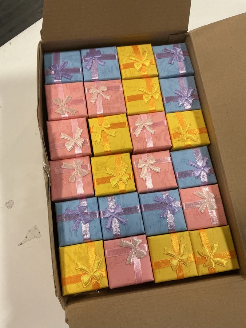 Condition photo showing New/Like New for Bucherry 72 Pcs Ring Boxes 1.6 x 1.6 In Hard Cardboard Jewelry Box with Ribbon Bow Small Jewelry Gift Cases for Small Business(Regular Color)
