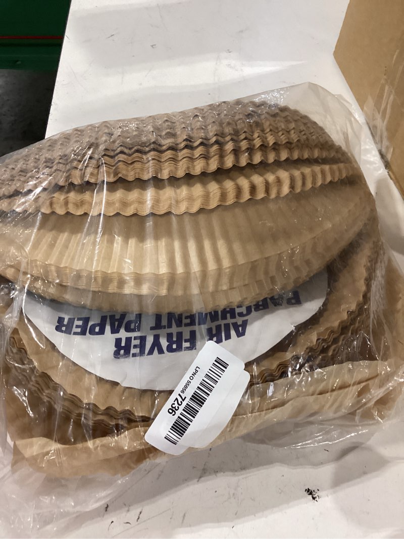 Condition photo showing As Is for air fryer paper liners 300 pcs, 9 inch-round disposable non-stick parchment paper liners, oil proof & heat resistant baking paper for air fryer, oven & microwave, easy clean up 9 inch round 300pcs 1