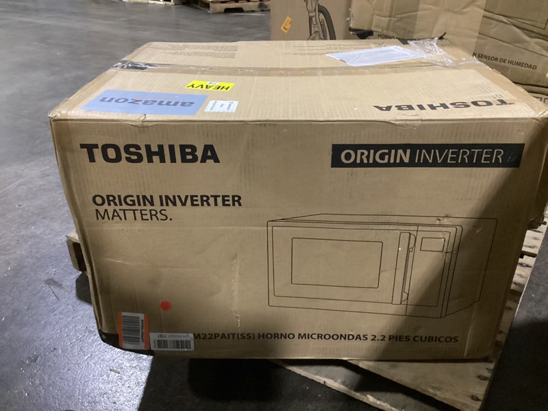Condition photo showing As Is for TOSHIBA ML4-EM22PAIT(SS) Countertop Microwave Oven with Sensor Cook, 6 Auto Menus, Origin Inverter, Child Lock, 2.2 Cu Ft for Large Family, 16.5 Inch Removable Turntable, 1200W, Stainless Steel Inverter-2.2 Cu.Ft.