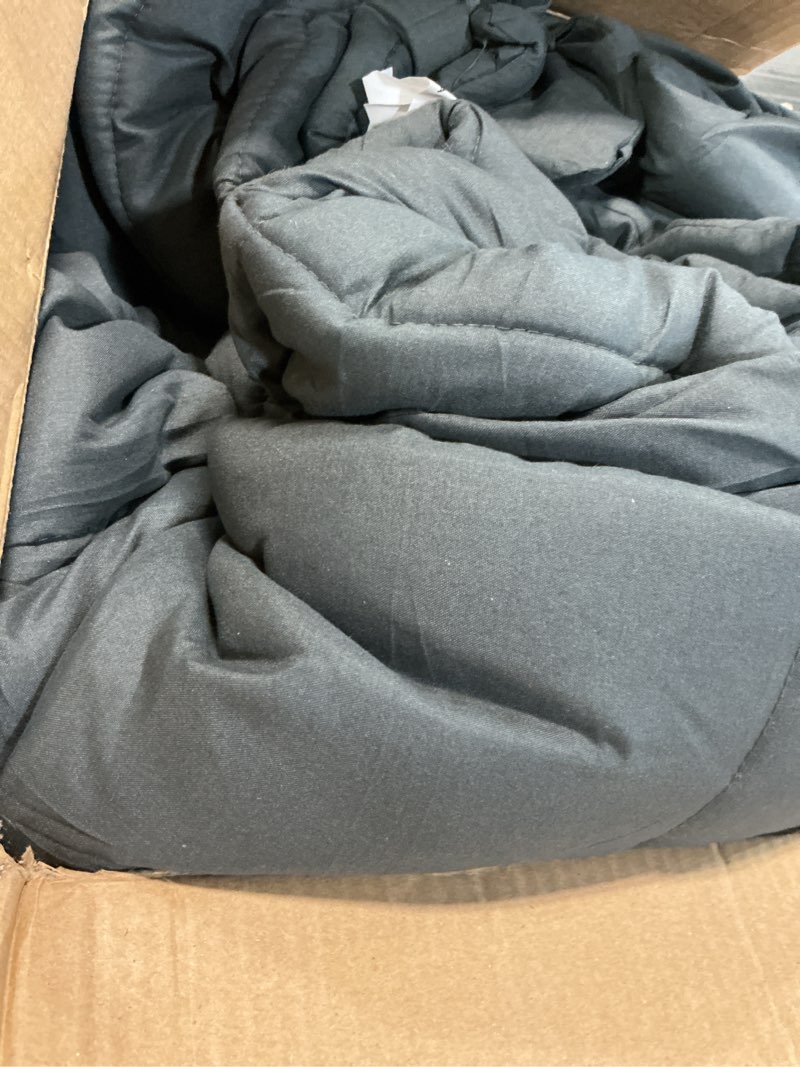 Condition photo showing As Is for CozyLux Queen Comforter Set Dark Grey, 7 Pieces Bed in a Bag, Dark Gray Comforter Queen Size, All Season Bedding Sets with Stitch Quilted Comforter, Flat Sheet, Fitted Sheet, Pillowcases Dark Grey Queen