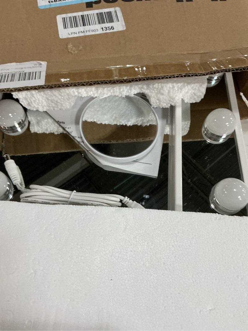 Condition photo showing Good Condition for Hansong Vanity Mirror with Lights Makeup Mirror with Lights 12 Dimmable Bulbs Hollywood Lighted Makeup Mirror Detachable 10x Magnification 3 Color Lighting Modes White