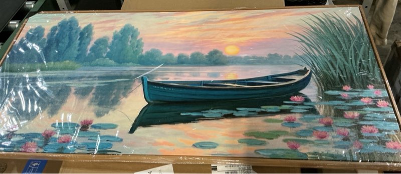 Condition photo showing Good Condition for Aron - Surner Landscape Wall Art Take Framed Canvas Paintings Forest Wall Decor preen Palning Boar Pleture Artworks for Living Room Bedroom Home Uffice Decoration 20”X40” 