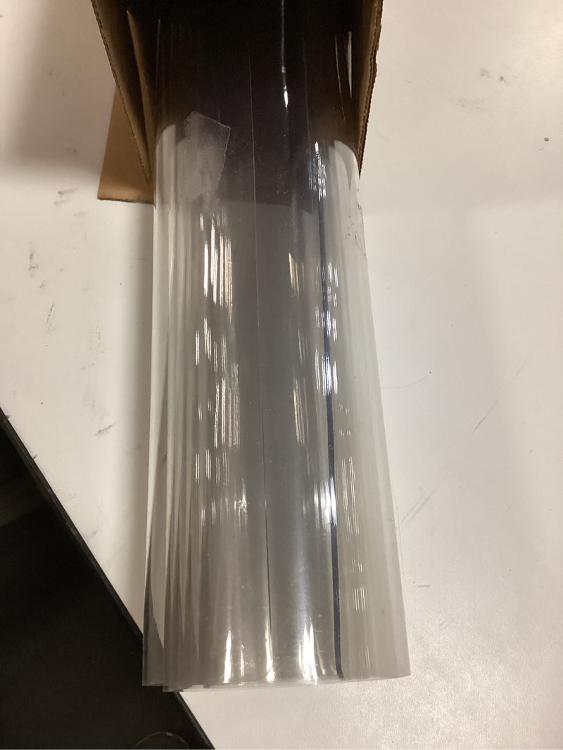 Condition photo showing As Is for Warmstar Clear Table Cover Protector 24 x 48 Inch, 2mm Thick Plastic Table Cover Rectangle,PVC Clear Table Protector,Desk Protector Mat for Kitchen, Dresser, Writing Desk?Dining Room Table 24" x 48"