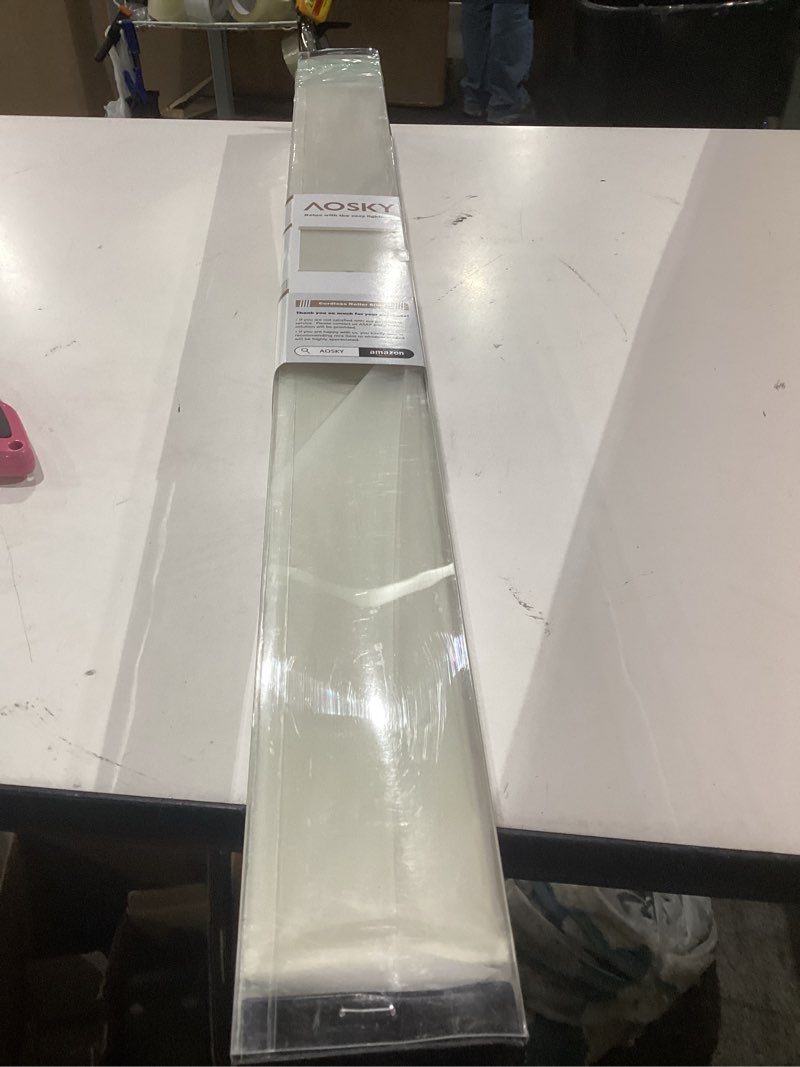 Condition photo showing Good Condition for aosky light filtering roller shades cordless blinds for windows, 1% openness free-stop shades with valance, thermal insulated fabric, uv protection, natural woven blinds?28" w x 72" h, ivory? ivory 28"w x 72"h