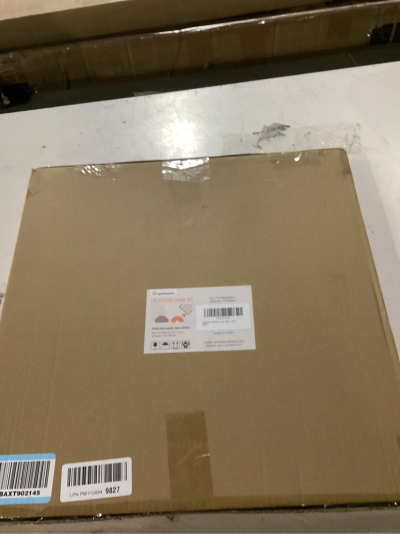 Condition photo showing New/Like New for upsimples 18x18 picture frame, display pictures 8x8 with mat or 18 x 18 without, wall hanging square frames, black, 1 pack black 18x18