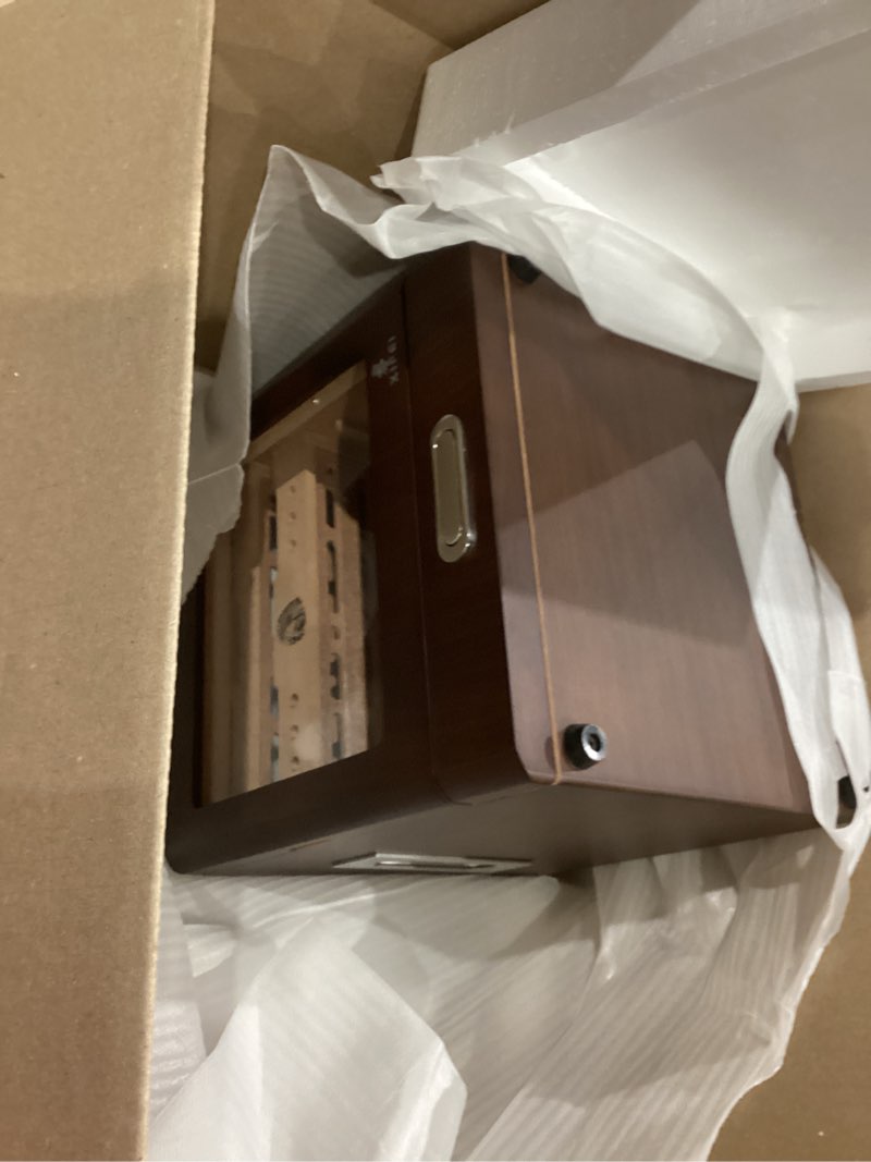 Condition photo showing Good Condition for xifei cigar humidor cabinet with adjustable led lighting, 3 cedar wood drawer & digital hygrometer, 2 humidifiers, cigar tube, glass top desktop humidor for 80-100 cigars, for men dark brown 3