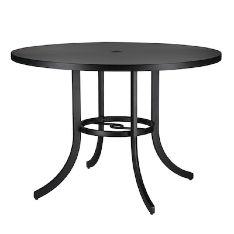 style selections darcy round outdoor dining table 42-in w x 42-in l with umbrella hole