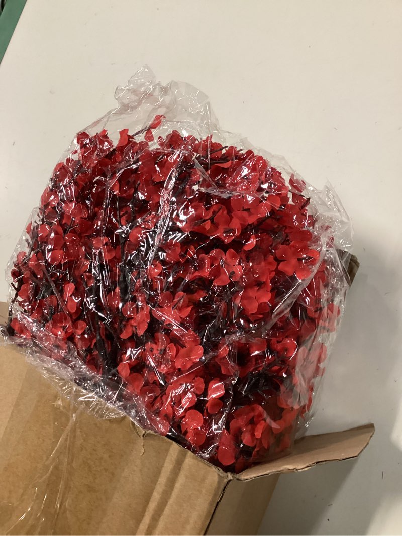 Condition photo showing Good Condition for lyrow 24 pcs red babys breath artificial flowers decoration fake picks stems floral arrangement bushes bulk for home indoor table decor(red)