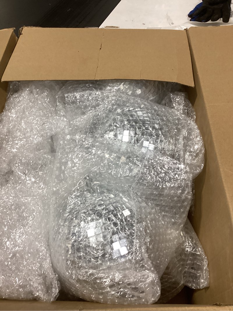 Condition photo showing Good Condition for Haull 8 Pcs Large Disco Ball Set Silver Mirror Disco Reflective Ball with Hanging Ring Party Ornament Decoration for Stage Club Ballroom Dance Hall Wedding Prom Props(8'', 6'')