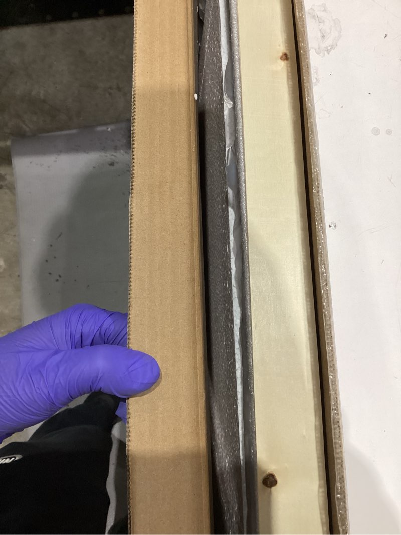 Condition photo showing New/Like New for FARMER 26x38 Inch Gold Bathroom Mirror, Rectangle Wall Mounted Mirror, Vanity Mirror, Brushed Square Mirror, Framed Bathroom Mirror for Bedrooms, Entryways, Living Rooms, Horizontal/Vertical 26x28 Gold