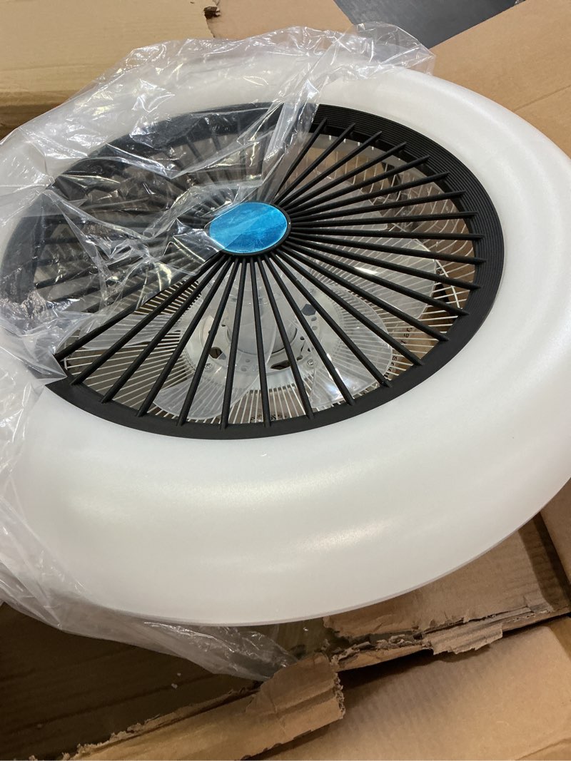 Condition photo showing Good Condition for led low profile ceiling fan with light and remote,ultrathin quiet flush mount fan lamp,modern small ceiling fan light,bedroom living room kitchen office restaurant,dimmable led ceiling fan black 21.6inch