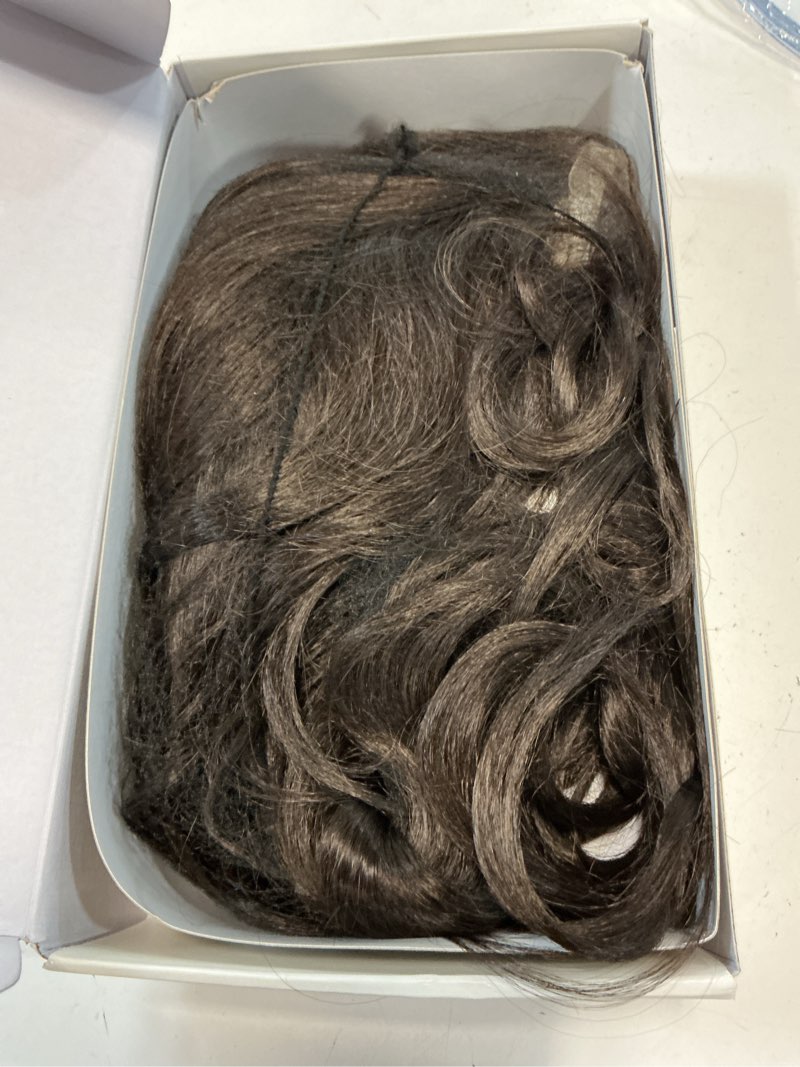 Condition photo showing As Is for medium brown long curly wig, 13x4 lace front synthetic wig with baby hair, natural looking heat resistant hair for women daily use 22in(#4)