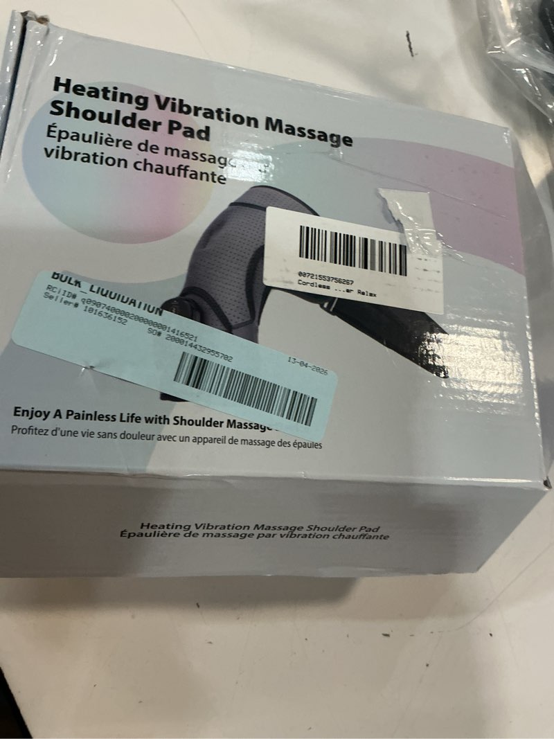 Condition photo showing Good Condition for cordless shoulder heating pad, heated shoulder brace with 3 heating&vibration, portable shoulder heat pad usb shoulder massager for men women shoulder relax