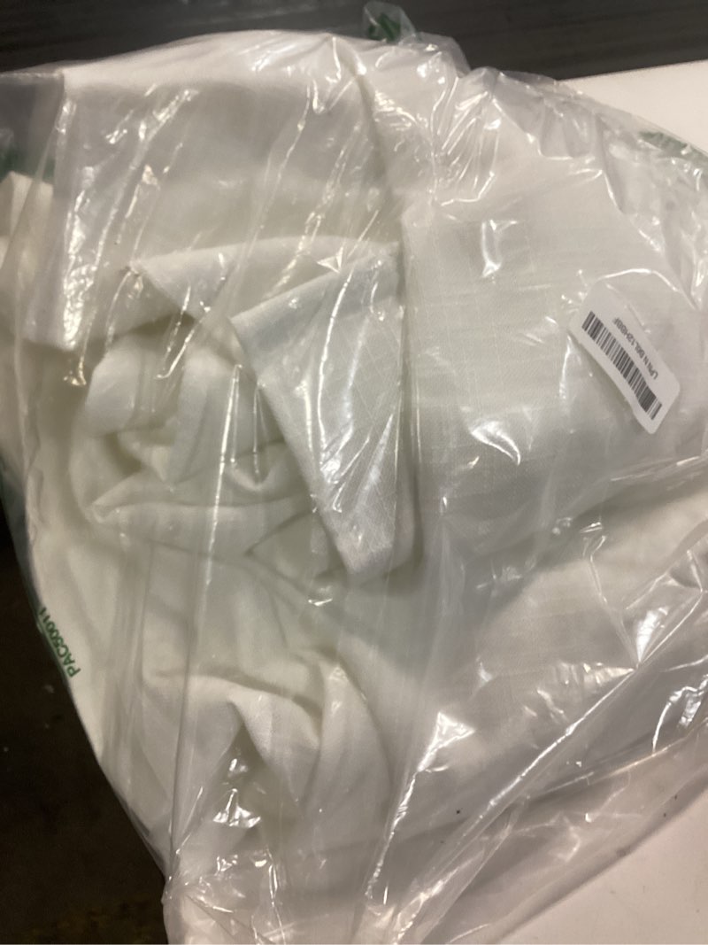 Condition photo showing New/Like New for natural pinch pleated linen curtains 84 inch length 2 panels for living room bedroom textured cream ivory birch semi sheer boho neutral back tab pinch pleat hooks rings window curtain 84 inches long