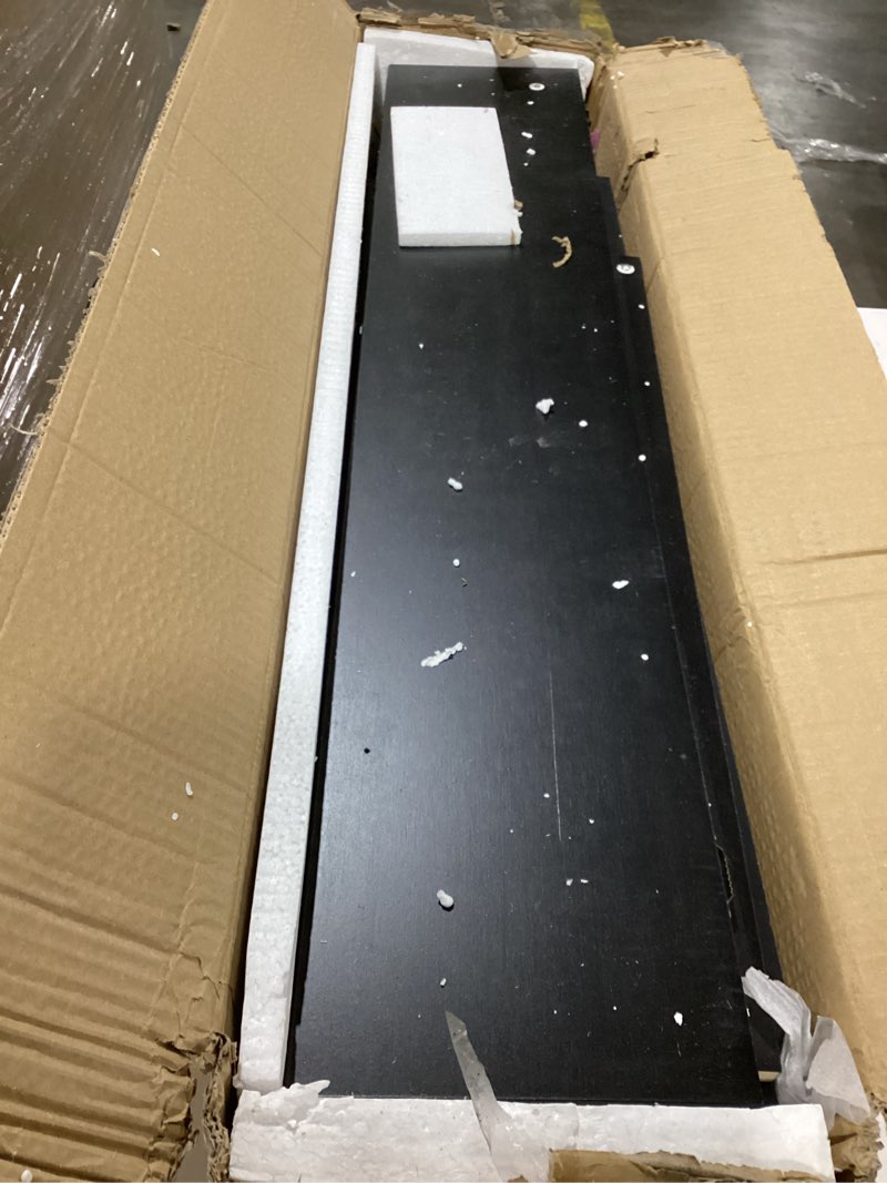 Condition photo showing As Is for Slim Entry Table - Space-Saving Accent Table with Distressed Finish - Black