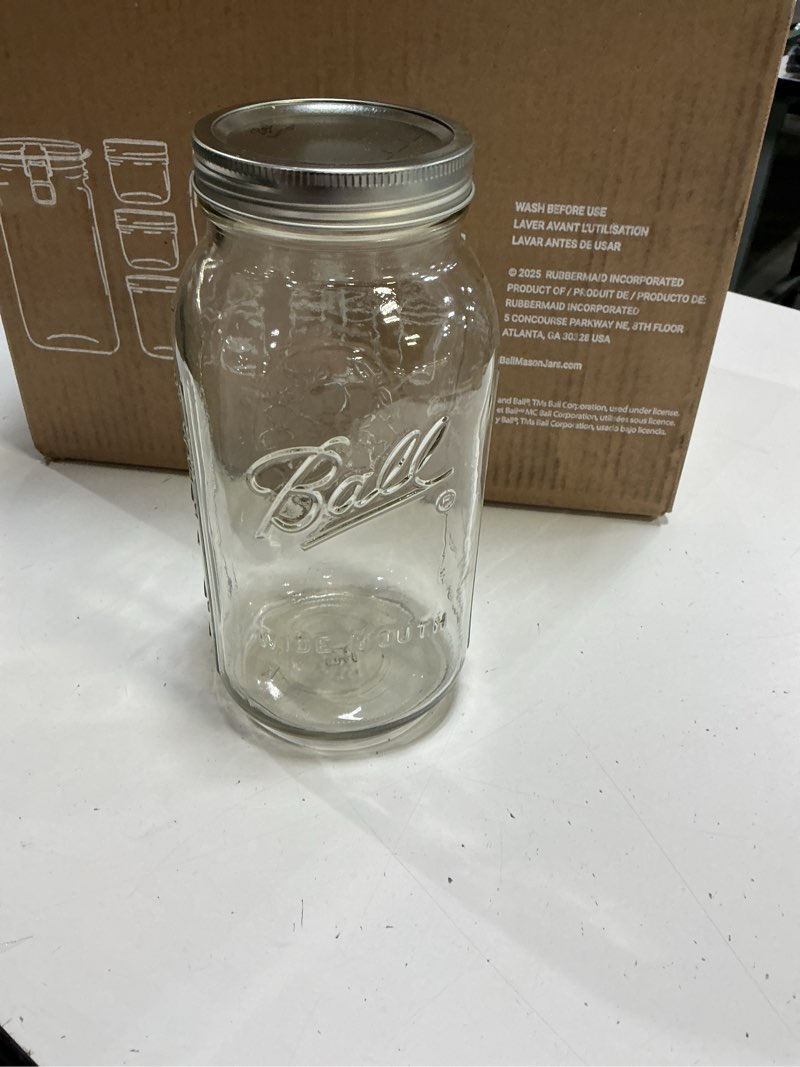 Condition photo showing Good Condition for ball - 64oz wide mouth jars with lids & bands 6 pack jars | half gallon large glass mason jar for food storage with airtight lid, 0.5 gallon glass jar with lid and bands, set of 6 64 ounce (pack of 6)
