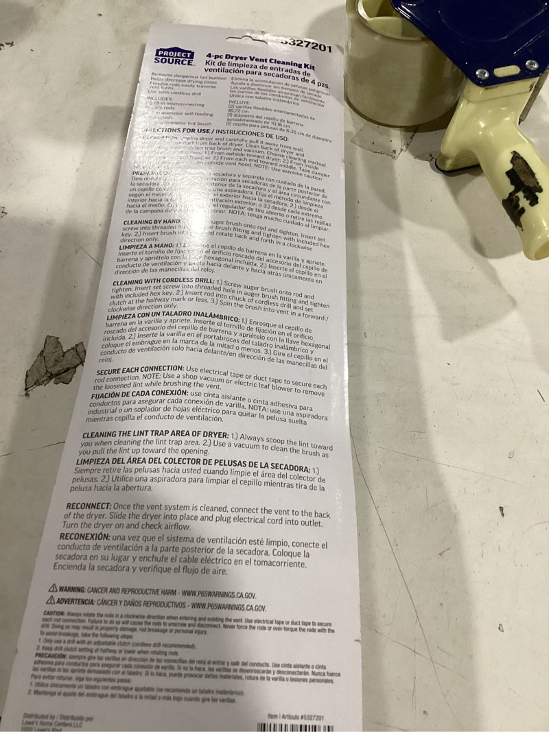 Condition photo showing As Is for Project Source Dryer vent cleaning kit ( White)